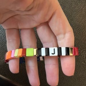 Roxanne Assoulin “alphabet soup” bracelet. Letter J